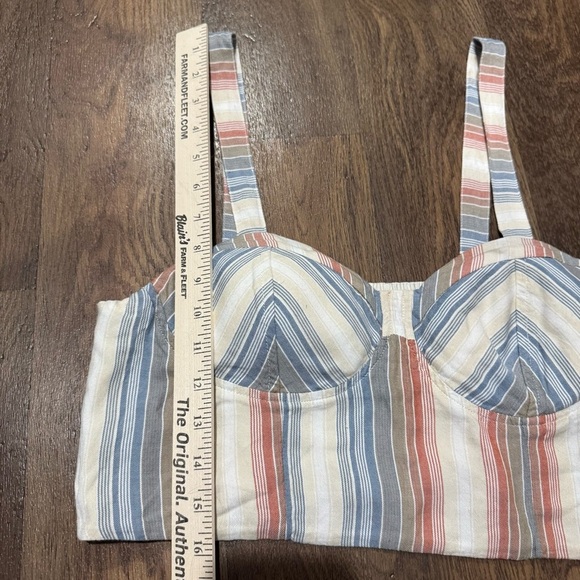 American Eagle Chevron Striped Padded Cropped Tank Top Pink Blue Size Medium - Picture 5 of 10